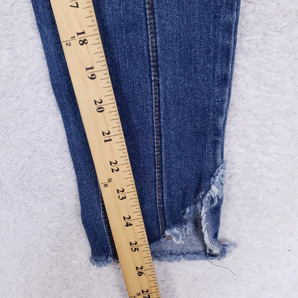 Rue21 Jeggings Womens Sz 8 Blue Uber High Rise Front Seam Frayed Step Hem Jeans